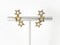 Real 18K Gold/Platinum Plated CZ Pave Triple Star Earring Stud Over Copper 1 pair